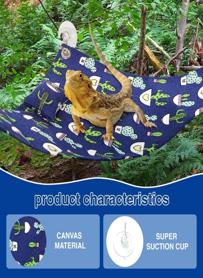 hokable Bearded Dragon Hammock Swing Hanging Reptile Bed Lounger with Pillow Hooks & Suction for Large Small Bearded Dragons Geckos Lizards Snakes (Blue) - Image 5